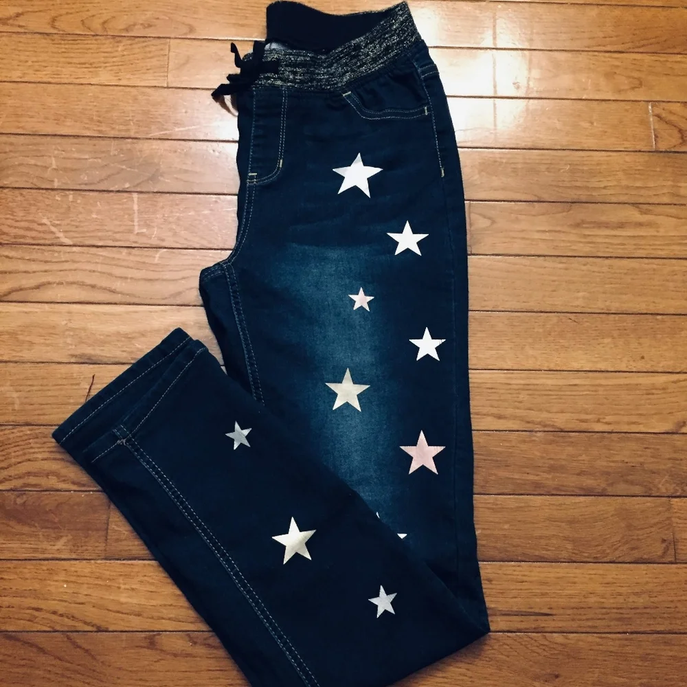 Wonder Nation star print jeans sz14/16 SUPER CUTE! - Picture 1 of 8